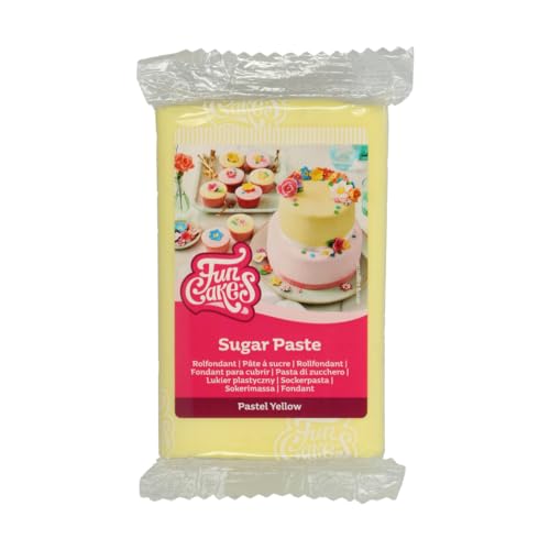 FunCakes Rollfondant Pastel Yellow: Einfach zu verwenden, glatt, flexibel, weich und biegsam, perfekt zum Dekorieren von Kuchen, halal, koscher und glutenfrei, 250 g von FunCakes