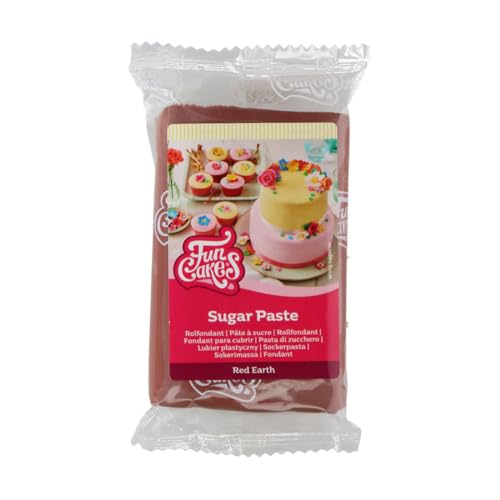 FunCakes Rollfondant Red Earth, einfach zu verwenden, glatt, flexibel, weich und geschmeidig, perfekt zum Verzieren von Torten, Halal, Kosher und Glutenfrei, 250 g Packung 1 von FunCakes