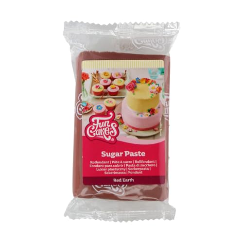 FunCakes Rollfondant Red Earth, einfach zu verwenden, glatt, flexibel, weich und geschmeidig, perfekt zum Verzieren von Torten, Halal, Kosher und Glutenfrei, 250 g Packung 1 von FunCakes