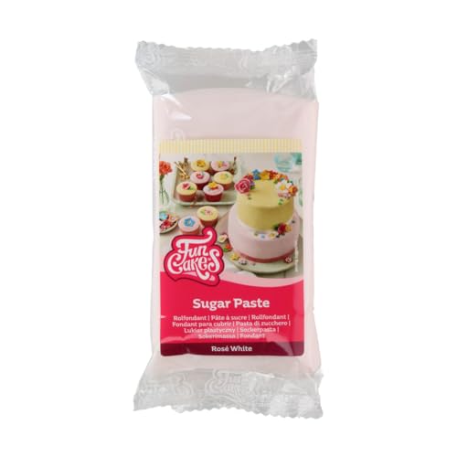 FunCakes Rollfondant Rosé Weiß: einfach zu verwenden, glatt, flexibel, weich und geschmeidig, perfekt zum Verzieren von Torten, Halal, Kosher und Glutenfrei, 250 g Packung 1 von FunCakes