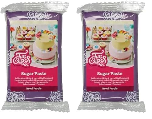 FunCakes Rollfondant Royal Purple: Einfach zu verwenden, glatt, flexibel, weich und biegsam, perfekt zum Dekorieren von Kuchen. Gluten-frei, 250 g (Packung mit 2) von FunCakes