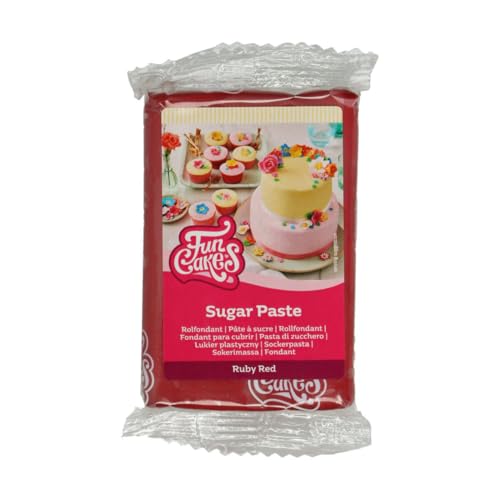 FunCakes Rollfondant Rubinrot: Einfach zu verwenden, glatt, flexibel, weich und biegsam, perfekt zum Dekorieren von Kuchen, halal, koscher und glutenfrei, 250 g von FunCakes