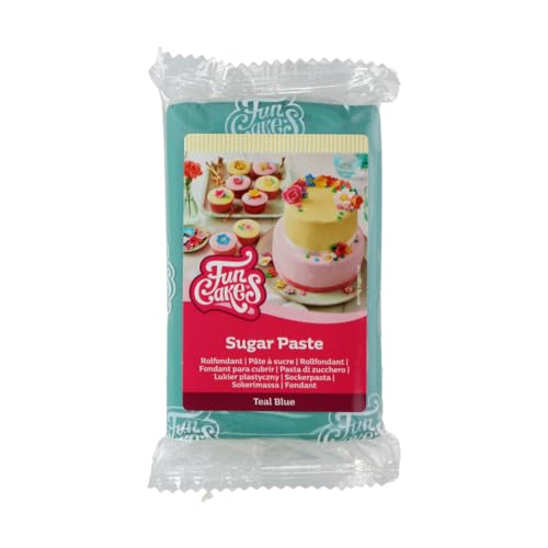 FunCakes Rollfondant Teal Blue, einfach zu verwenden, glatt, flexibel, weich und biegsam, perfekt zum Verzieren von Torten, halal, koscher und glutenfrei, 250 g Packung von FunCakes