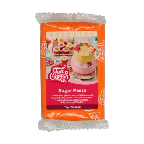 FunCakes Rollfondant Tiger Orange: Einfach zu verwenden, glatt, flexibel, weich und biegsam, perfekt zum Dekorieren von Kuchen, halal, koscher und glutenfrei, 250 g von FunCakes