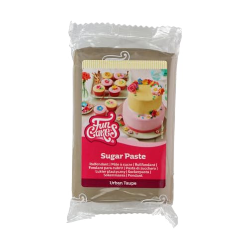 FunCakes Rollfondant Urban Taupe, einfach zu verwenden, glatt, flexibel, weich und geschmeidig, perfekt zum Verzieren von Torten, Halal, Kosher und Glutenfrei, 250 g Packung 1 von FunCakes