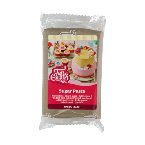 FunCakes Rollfondant Urban Taupe, einfach zu verwenden, glatt, flexibel, weich und geschmeidig, perfekt zum Verzieren von Torten, Halal, Kosher und Glutenfrei, 250 g Packung 1 von FunCakes