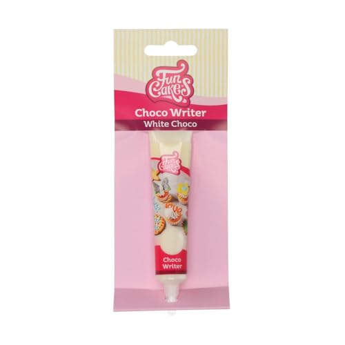 FunCakes Schoko Schreiber White Choco, Essbarer Lebensmittelstifte, Schokoschrift für Keksen, Cupcakes, Kuchen und mehr, Schokoladengeschmack - 25g von FunCakes