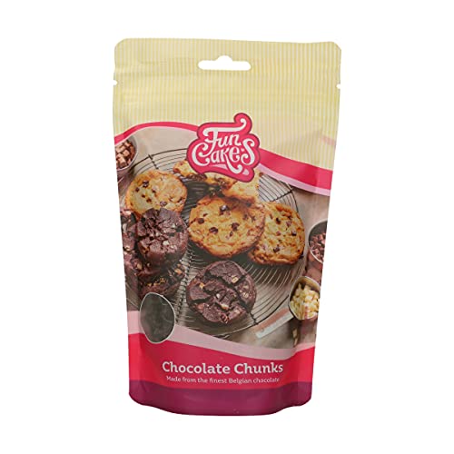 FunCakes Schokoladen Chunks Dunkle: köstliche, stabile Schokoladenchips zum Backen von Kuchen, Cupcakes, Muffins oder Keksen, hergestellt aus echter belgischer Schokolade, Halal. 350 g. von FunCakes