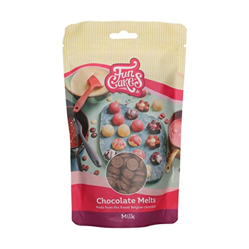 FunCakes Schokoladen Melts Milch: Schmelzende Schokolade für süße Bonbons, Tropfen, Glasur, Kuchendekorationen, Drip. Einfaches Schmelzen in der Mikrowelle oder Wasserbad, Halal. 350 g. von FunCakes