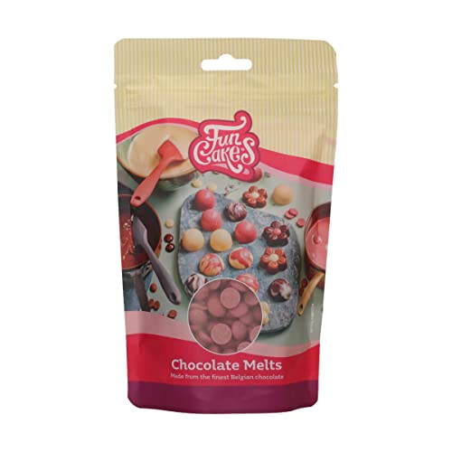 FunCakes Schokoladen Melts Ruby: Schmelzende Schokolade für süße Bonbons, Tropfen, Glasur, Kuchendekorationen, Drip. Einfaches Schmelzen in der Mikrowelle oder Wasserbad, Halal. 200 g. von FunCakes