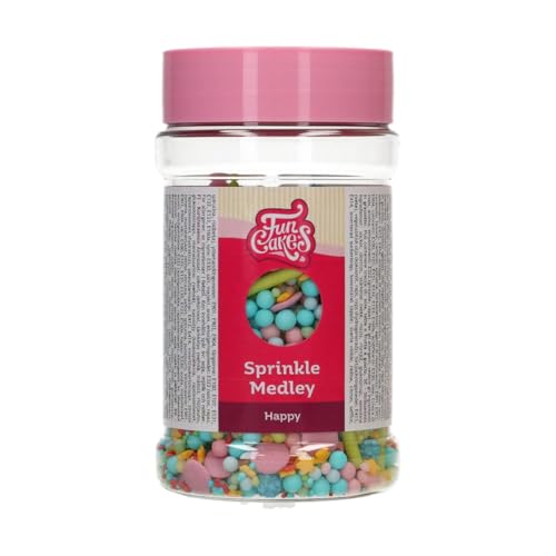 FunCakes Sprinkle Medley Happy: Zuckerstreusel, Großartiger Geschmack, gut zum Dekorieren von Kuchen, Torten, Cakes, Sprinkle Mix. 180 g. von FunCakes