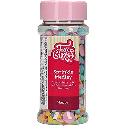 FunCakes Sprinkle Medley Happy: Zuckerstreusel, toller Geschmack, perfekt zum Dekorieren von Kuchen, Streumischung. 65g. von FunCakes