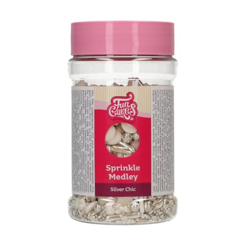 FunCakes Sprinkle Medley Silver-Chic: Zuckerstreusel, Großartiger Geschmack, gut zum Dekorieren von Kuchen, Torten, Cakes, Sprinkle Mix. 180 g. von FunCakes