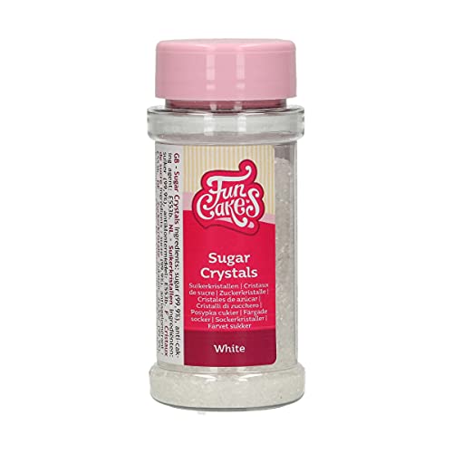 FunCakes Sugar Crystals -Weiß-: Tortenstreusel, großartiger Geschmack, perfekt zum Dekorieren von Torten, Cupcake-Streuseln. 80 g. von FunCakes