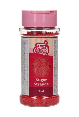 FunCakes Sugar Strands Red: Kuchenstreusel, Großartiger Geschmack, gut zum Dekorieren von Kuchen, Torten und Cakes, Cake-Streusel. 80 g. von FunCakes