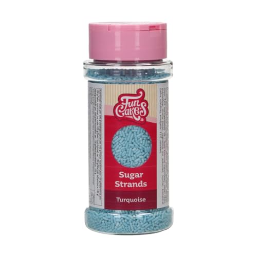 FunCakes Sugar Strands Turquoise: Kuchenstreusel, Großartiger Geschmack, gut zum Dekorieren von Kuchen, Torten und Cakes, Cake-Streusel. 80 g. von FunCakes