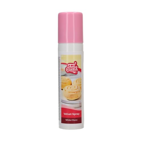 FunCakes Velvet Spray Weiß Choco: Lebensmittelfarbe Spray, zum einfachen Aufsprühen einer Samtschicht auf Torten, perfekt zum Dekorieren von Torten 100 ml von FunCakes