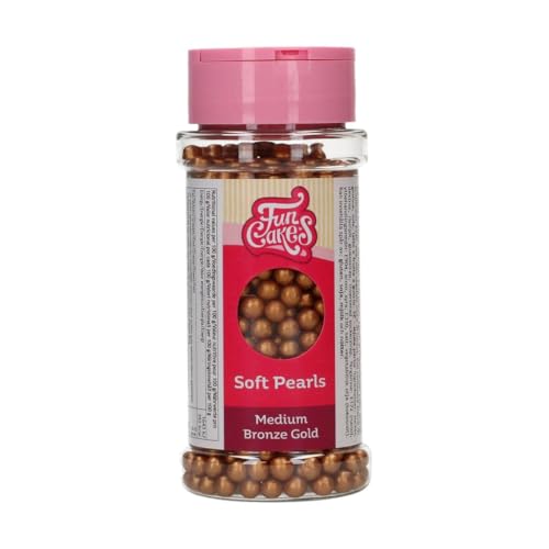 FunCakes Weiche Perlen Medium Bronze Gold: Kuchenstreusel, Guter Geschmack, gut zum Dekorieren von Kuchen, Torten und Cakes, Essbare Zuckerperlen. 60 g. von FunCakes