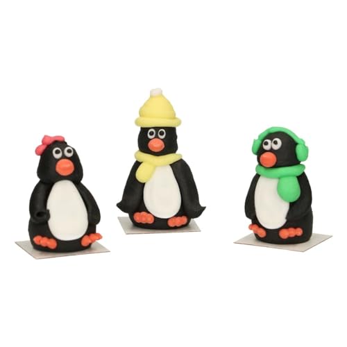 FunCakes Zucker Dekorationen 3D Pinguin, Gebrauchsfertig für Tortendekoration, Perfekt für Cupcakes, Muffins und mehr, Edible Decorations Penguin - Set/3 von FunCakes