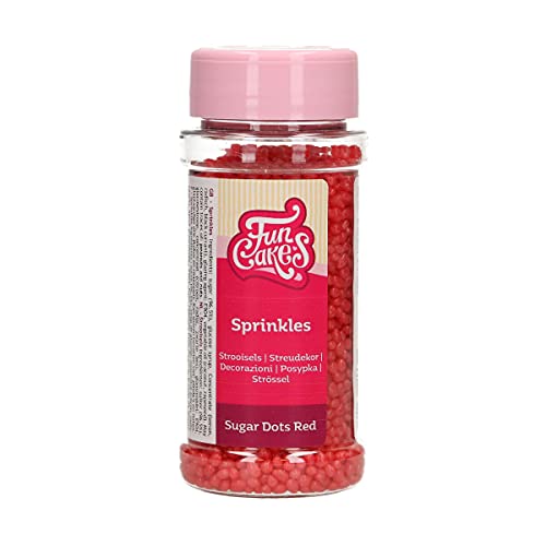 FunCakes Zucker Dots Rot: Kuchenstreusel, köstlicher Geschmack, perfekt zum Dekorieren von Kuchen und Cupcakes, Zucker Dots. 80 g von FunCakes