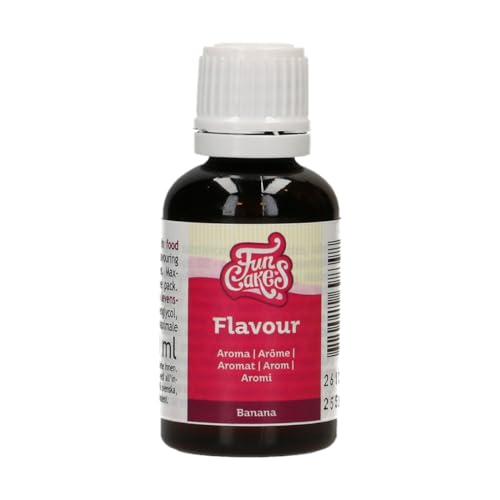 Funcakes Flavours Banane Lebensmittel Aroma Flüssig - 30 ml - Intensives Aroma - Alkoholfrei und Halal - Lebensmittelaroma Geschmack für Backen, Glasuren, Teigen, Eiscreme und Soßen von FunCakes