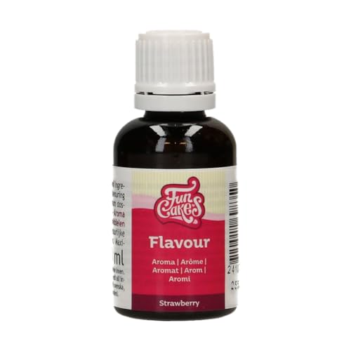 Funcakes Flavours Erdbeere Lebensmittel Aroma Flüssig - 30 ml - Intensives Aroma - Alkoholfrei und Halal - Lebensmittelaroma Geschmack für Backen, Glasuren, Teigen, Eiscreme und Soßen von FunCakes