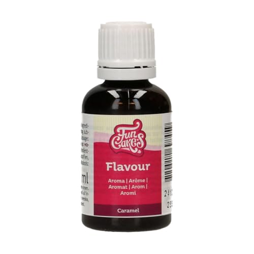 Funcakes Flavours Karamell Lebensmittel Aroma Flüssig - 30 ml - Intensives Aroma - Alkoholfrei und Halal - Lebensmittelaroma Geschmack für Backen, Glasuren, Teigen, Eiscreme und Soßen von FunCakes