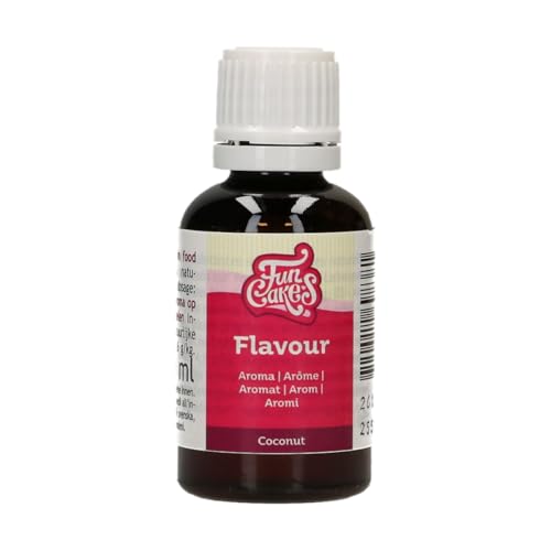 Funcakes Flavours Kokosnuss Lebensmittel Aroma Flüssig - 30 ml - Intensives Aroma - Alkoholfrei und Halal - Lebensmittelaroma Geschmack für Backen, Glasuren, Teigen, Eiscreme und Soßen von FunCakes