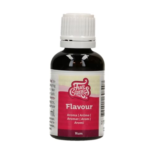 Funcakes Flavours Rum Lebensmittel Aroma Flüssig - 30 ml - Intensives Aroma - Alkoholfrei und Halal - Lebensmittelaroma Geschmack für Backen, Glasuren, Teigen, Eiscreme und Soßen von FunCakes