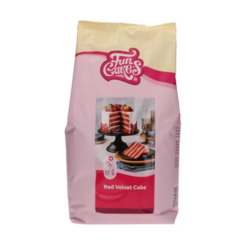 Mix für Red Velvet Cake: Einfach zu verwendender, schön weicher und flauschiger Kuchen mit leichtem Schokoladengeschmack, perfekte rote Farbe, auch für Cupcakes aus rotem Samt geeignet, Halal. 4 Kg. von FunCakes