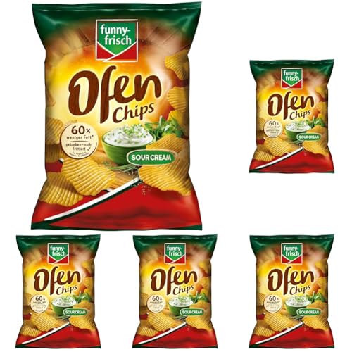 funny-frisch Ofen Chips Sour Cream, 125 g (Packung mit 5) von Funny-Frisch