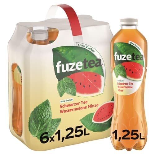 Fuze Tea Schwarzer Tee Wassermelone Minze 6 x 1,25l (EINWEG) (7.5 l) von Fuze Tea