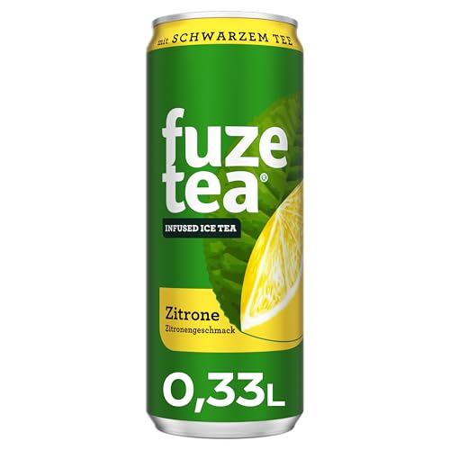 Fuze Tea Schwarzer Tee Zitrone - Erfrischungsgetränk mit gebrühtem Schwarztee und Zitronengeschmack - Eistee aus nachhaltigem Anbau - Eisteegetränk in Einweg Dosen (24 x 330 ml) von Fuze Tea