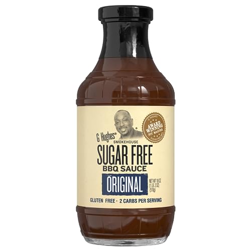 G Hughes Original zuckerfreie BBQ-Sauce – zuckerfreie Grillsauce, keine Zucker-Grillsaucen, glutenfreie Grillsoßen, zuckerfreie BBQ-Sauce, Low Carb BBQ Sauce – 510 ml (1er-Pack) von G Hughes Sugar Free