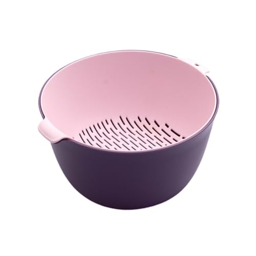 GAOWINLY Obstteller, Gemüsewaschbecken, doppelte Entleerung, blau, multifunktionales Wohnzimmer, Haushalt, Waschen, Obsttablett, verdickt,für Küchentheke(Purple,Medium) von GAOWINLY