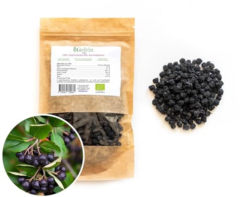 GELVIU Bio Aroniabeeren 2kg Getrocknet Früchte - Ungeschwefelt Aronia Beeren, Ökologisch, Gesundheit, Hautpflege, Herzgesundheit, und Augenpflege - 100% Natürlich Vitamin von GELVIU