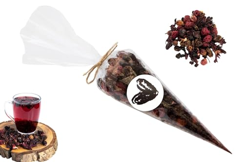 GELVIU Bio Tee Lose - Himbeertee mit Stachelbeeren - Tee Geschenk für Opa mit dem Aufdruck Herz - Früchtetee Handgepflückt und Handverpackt (300g) von GELVIU