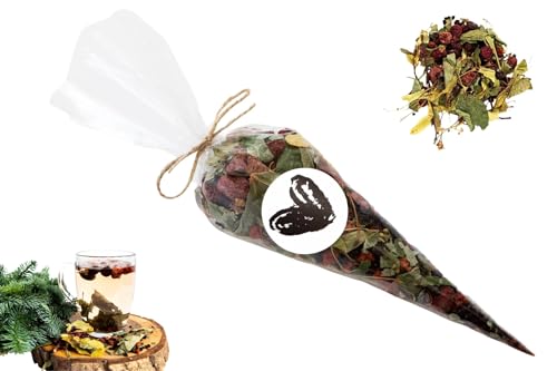 GELVIU Bio Tee Lose - Himbeertee und Lindenblütentee - Erkältungstee - Tee Geschenk mit dem Aufdruck Harz - Früchtetee Handgepflückt und Handverpackt (50g) von GELVIU
