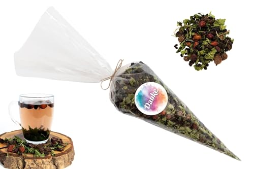 GELVIU Bio Tee Lose- Maulbeertee - Tee Geschenk für Oma mit dem Aufdruck Danke - Kräutertee Handgepflückt und Handverpackt (100g) von GELVIU