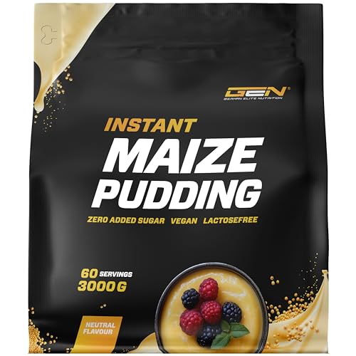 Maize Pudding Neutral 3kg - Maispudding ohne Zucker - Mit komplexen Kohlenhydraten - Cremige Konsistenz – Schnelle und einfache Zubereitung - 100% Mais - Vegan von GEN GERMAN ELITE NUTRITION