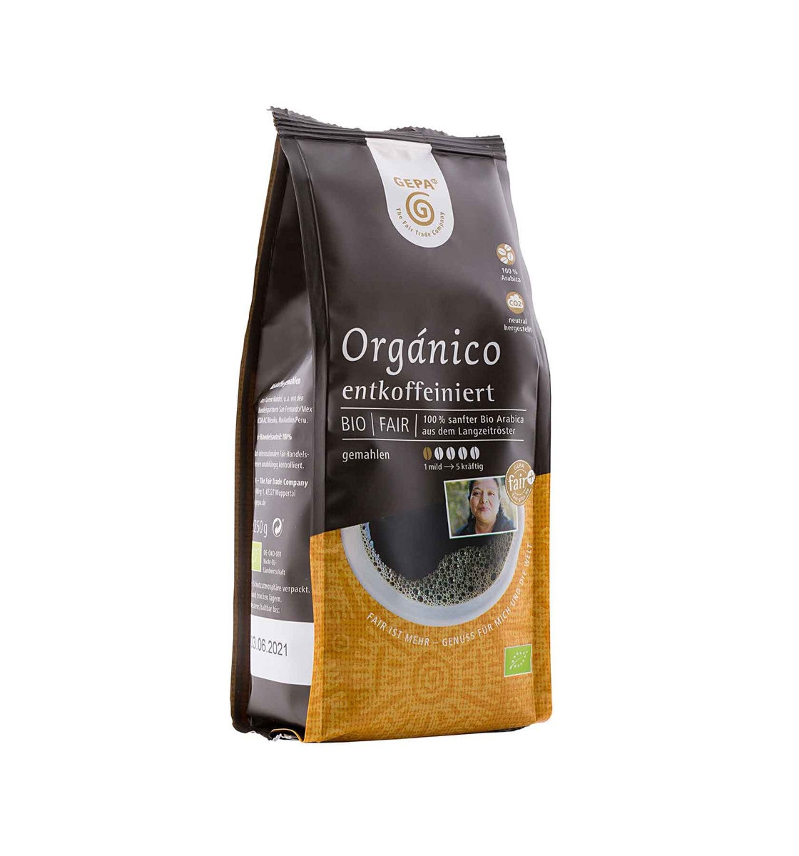 Bio Café Orgánico entkoffeiniert 250g, gemahlen von GEPA
