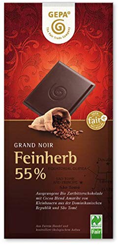 GEPA Bio Grand Noir Feinherb, 55% Cacao, 100 g Packung von GEPA