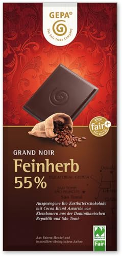 GEPA Bio Grand Noir Feinherb, 55% Cacao, 2er Pack (2 x 100 g Packung) von GEPA