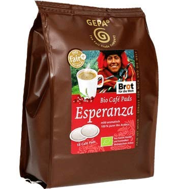 GEPA Kaffeepad Bio Café Esperanza, mild & aromatisch, koffeinhaltig, 18 Pads á 7 g, Sie erhalten 6 Packungen á 18 Pads von GEPA