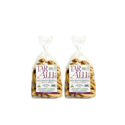 Antica Masseria Gigliobianco - Zwei Packungen Taralli Pugliesi alla Cipolla - 350g x 2 - Mit Nativem Olivenöl Extra - 100% Handarbeit - Hohe Qualität - Made in Italy von GIGLIO BIANCO ANTICA MASSERIA