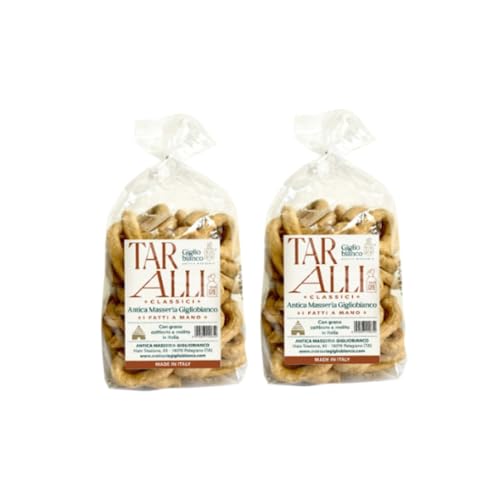 Antica Masseria Gigliobianco - Zwei Packungen traditioneller apulischer Taralli - 350g x 2 - Mit Nativem Olivenöl Extra - 100% Handarbeit - Hohe Qualität - Made in Italy von GIGLIO BIANCO ANTICA MASSERIA