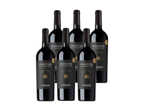 GIORDANO VINI Wein Primitivo di Manduria Riserva DOC 2018 - Apulischer Primitivo Rotwein, Samtig und Anhaltend, Ideal für besondere Momente, Apulien, 14,5% vol. Karton mit 6 Flaschen à 75 cl von GIORDANO