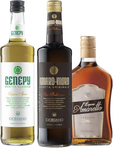 Giordano – IN SCHÖNHEIT VERSCHLIESSEN – Packung mit 2 Bitters und 1 Likör zum stilvollen Verschließen – 2 Flaschen 70 cl Amaro und 1 Flasche 50 cl Likör von Giordano