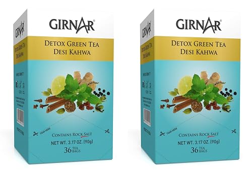 Girnar Green Tea Desi Kahwa (Detox Tea) – 36 Teebeutel x 2 Packungen von GIRNAR