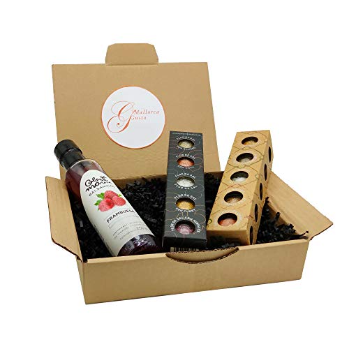 Mallorca Feinschmecker Geschenkpaket *LLUBI* - GLOSA MARINA Balsamico Essig Himbeere + Gourmet Meersalz 5er Sets No.2 Black Edition und No.3 von GLOSA MARINA